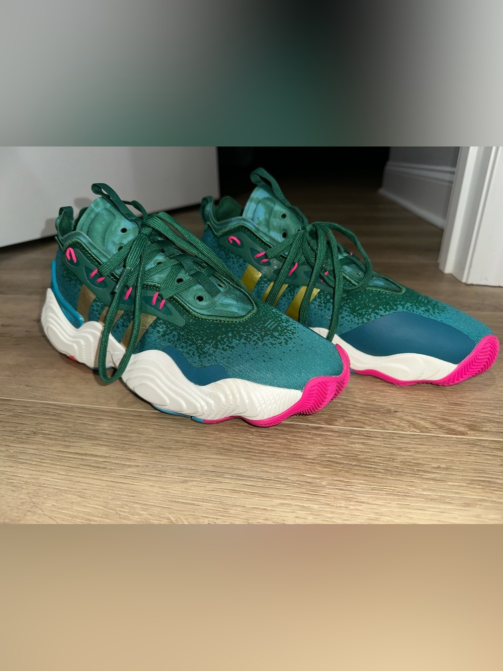 adidas Green Athletic Shoes with Teal Insole